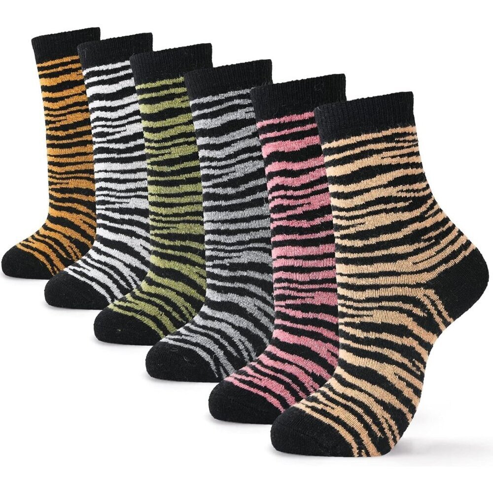 🆕 Women Pink Winter Warm Thick Thermal Ladies Novelty Cozy Crew Socks 6 Pairs